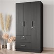 Better Home Products Symphony Wardrobe Armoire Closet with Two Drawers in Black