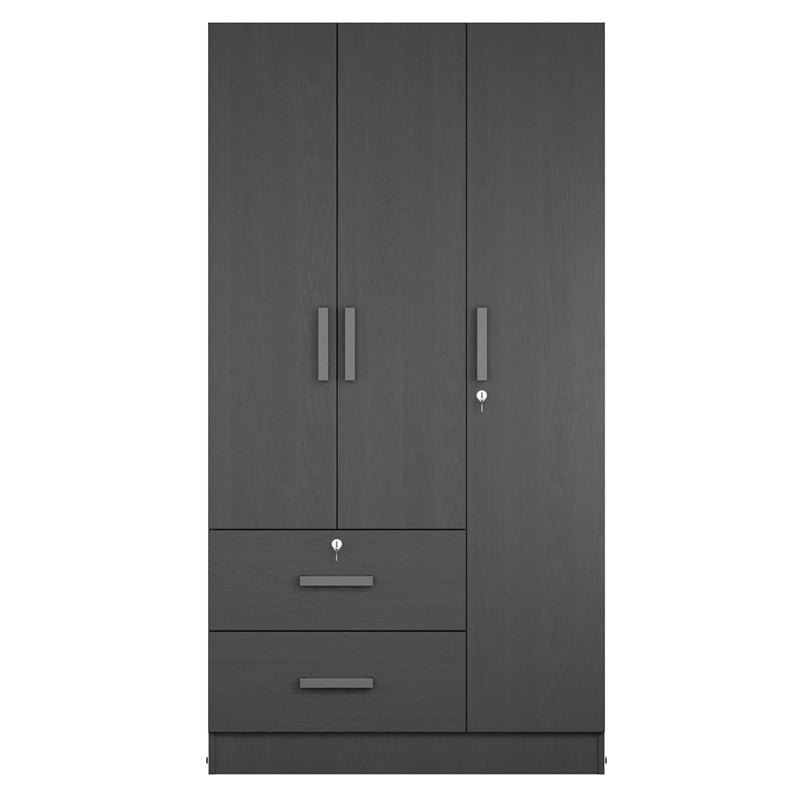 Better Home Products Symphony Wardrobe Armoire Closet with Two Drawers in Black