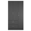 Better Home Products Symphony Wardrobe Armoire Closet with Two Drawers in Black