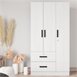 Better Home Products Symphony Wardrobe Armoire Closet with Two Drawers in White