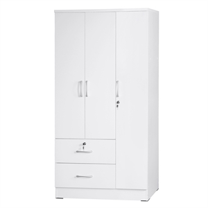 better home products symphony wardrobe armoire closet with two drawers in white