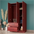 Better Home Products Symphony Wardrobe Armoire Closet with Two Drawers Mahogany