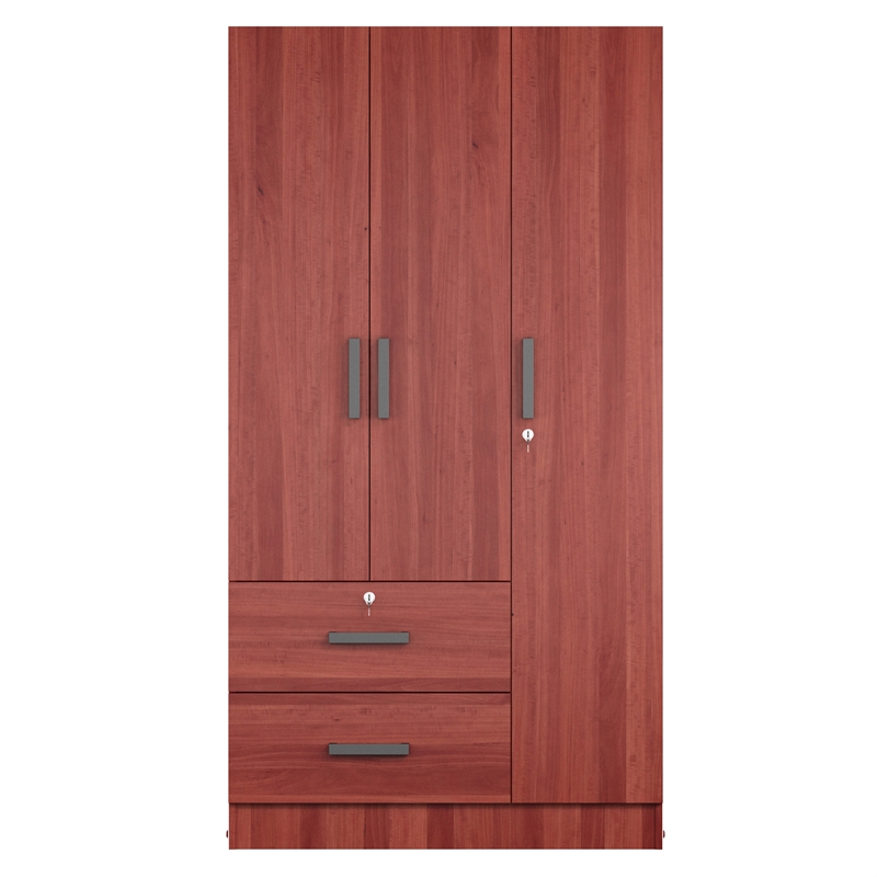Better Home Products Symphony Wardrobe Armoire Closet with Two Drawers Mahogany