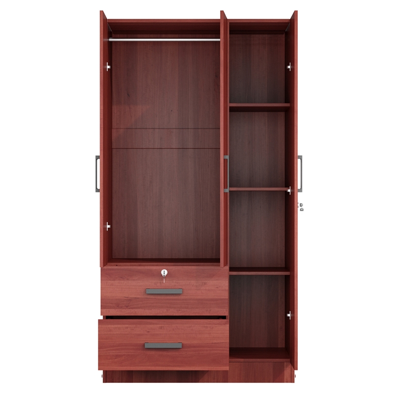 Better Home Products Symphony Wardrobe Armoire Closet with Two Drawers Mahogany