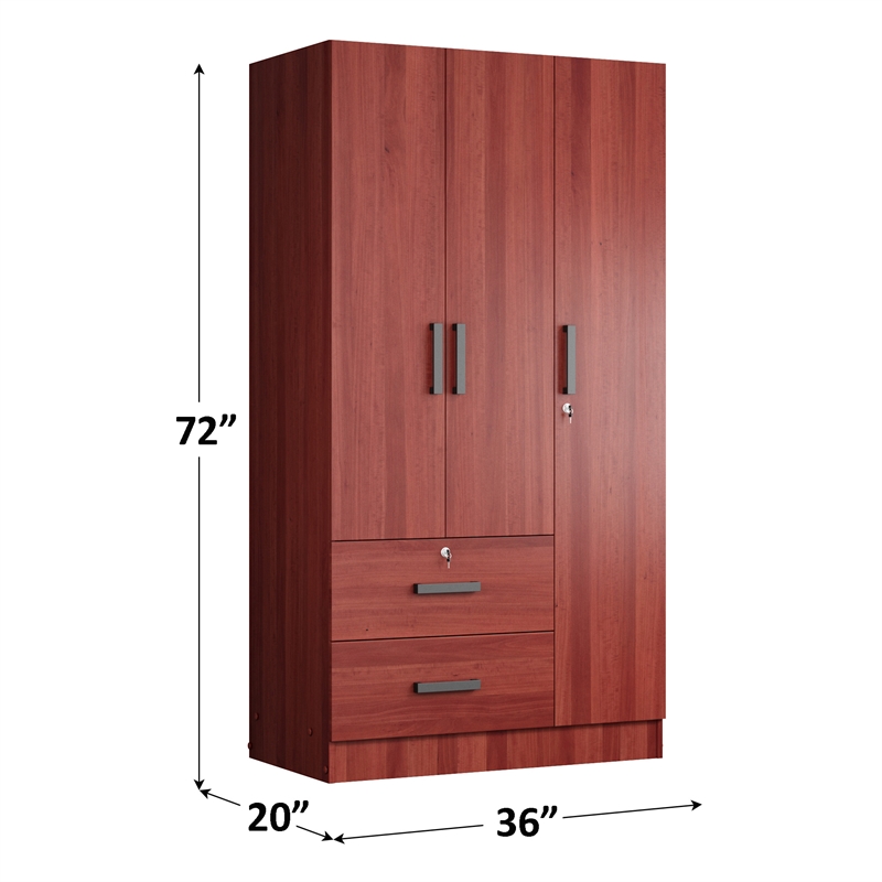 Better Home Products Symphony Wardrobe Armoire Closet with Two Drawers Mahogany