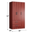 Better Home Products Symphony Wardrobe Armoire Closet with Two Drawers Mahogany