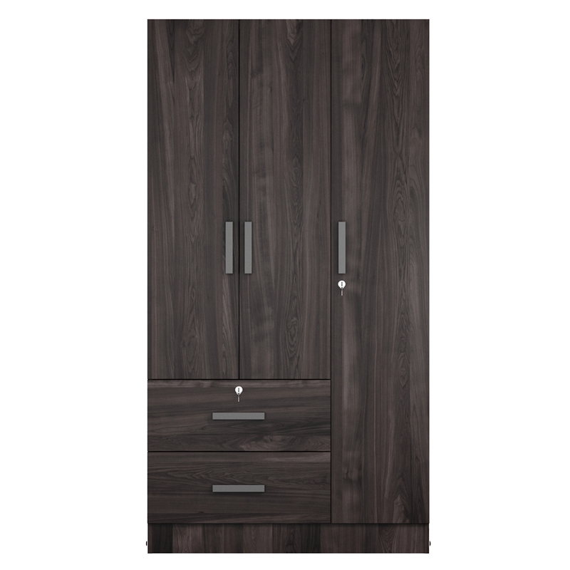 Better Home Products Symphony Wardrobe Armoire Closet with Two Drawers  Tobacco