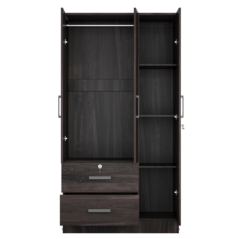 Better Home Products Symphony Wardrobe Armoire Closet with Two Drawers  Tobacco