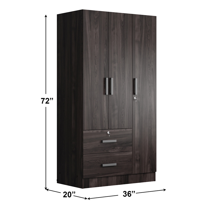 Better Home Products Symphony Wardrobe Armoire Closet with Two Drawers  Tobacco