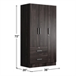 Better Home Products Symphony Wardrobe Armoire Closet with Two Drawers  Tobacco