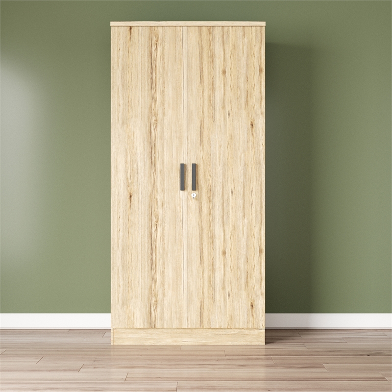 Better Home Products Harmony Wood Two Door Armoire Wardrobe Cabinet Beech Maple