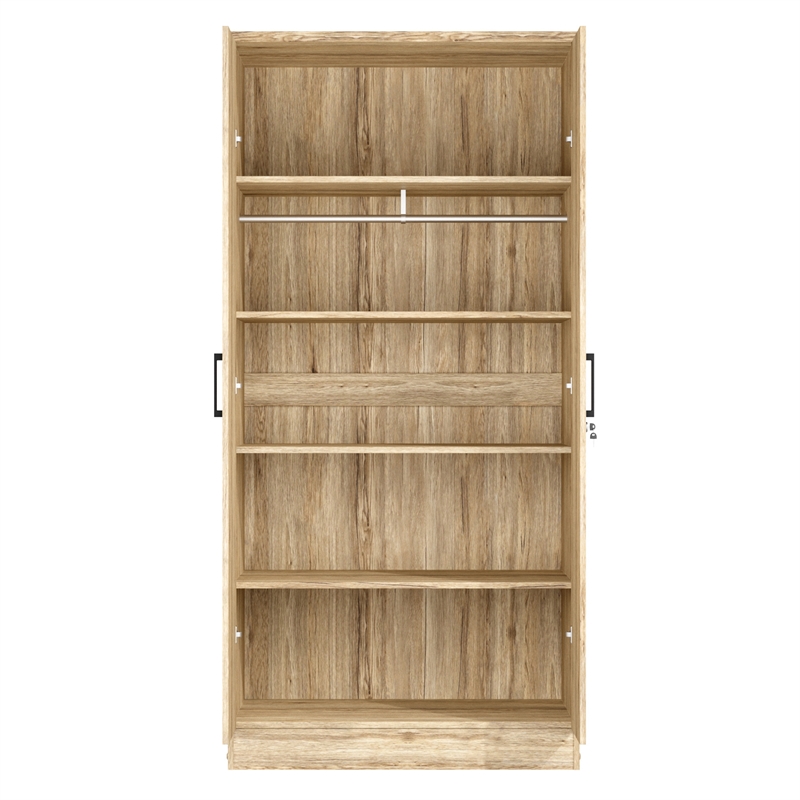 Better Home Products Harmony Wood Two Door Armoire Wardrobe Cabinet Beech Maple