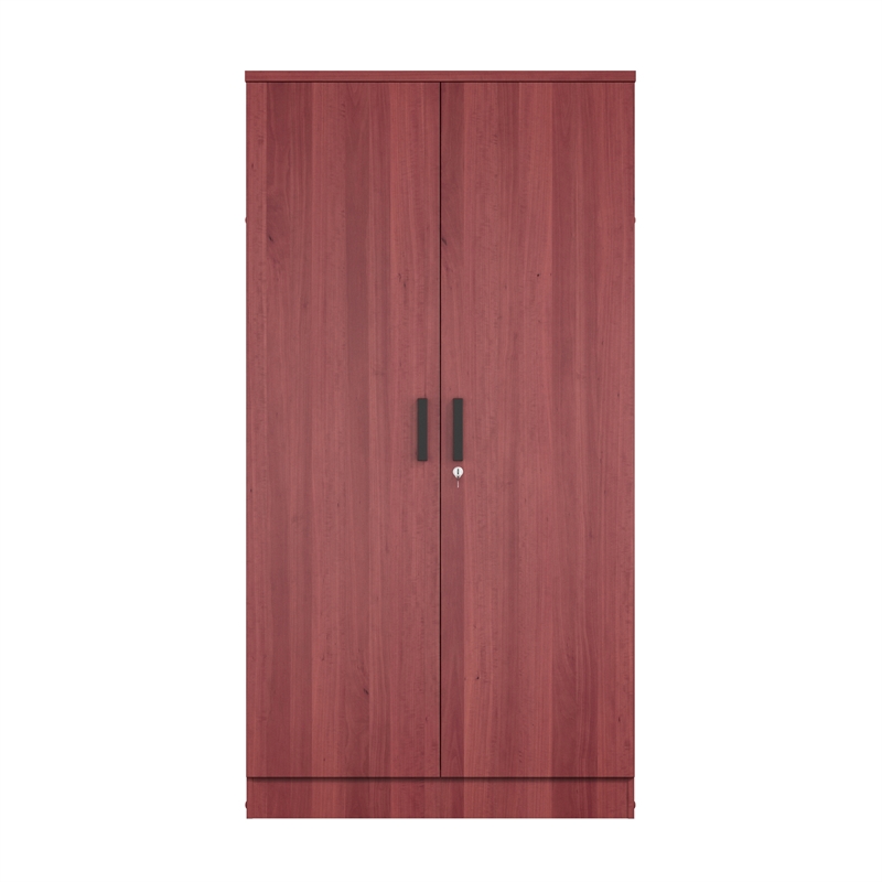 Better Home Products Harmony Wood Two Door Armoire Wardrobe Cabinet in Mahogany
