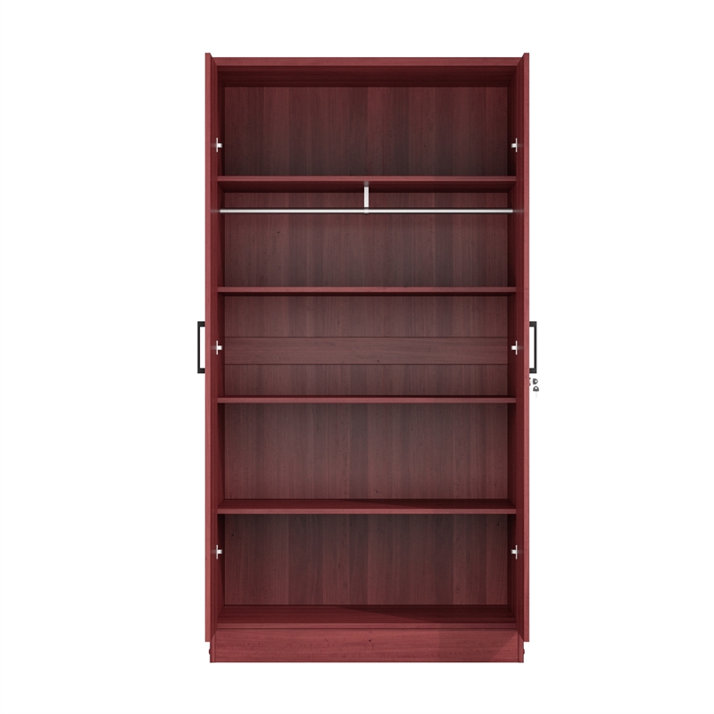 Better Home Products Harmony Wood Two Door Armoire Wardrobe Cabinet in Mahogany