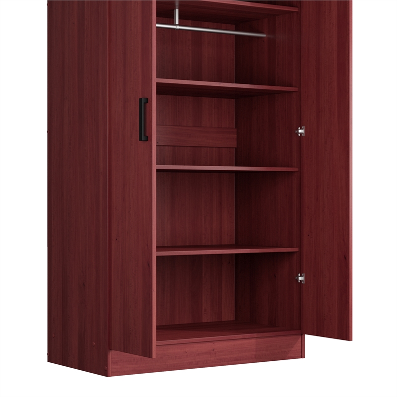 Better Home Products Harmony Wood Two Door Armoire Wardrobe Cabinet in Mahogany