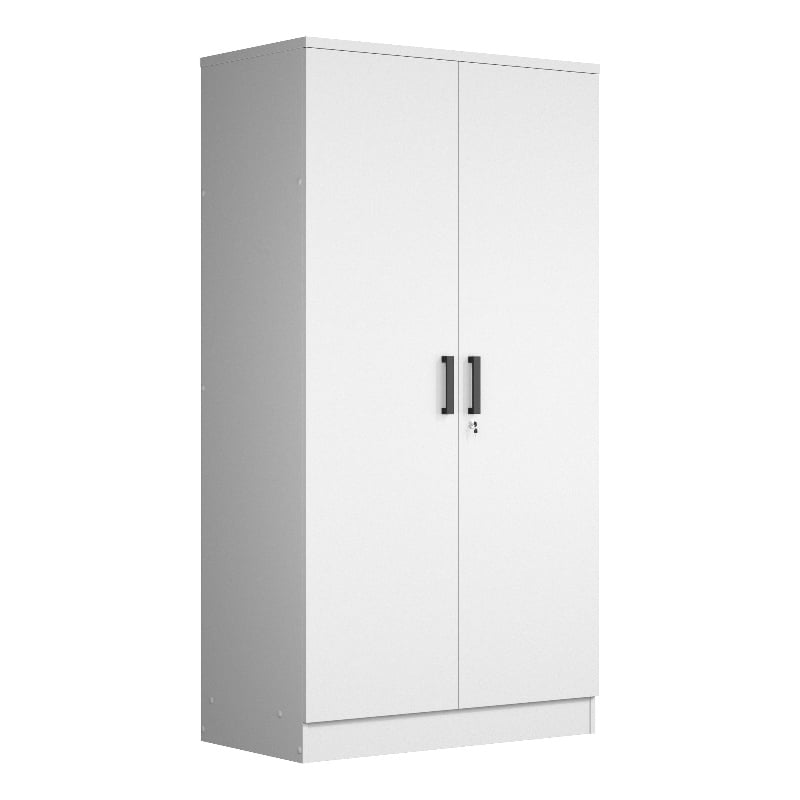 Better Home Products Harmony Wood Two Door Armoire Wardrobe Cabinet in White