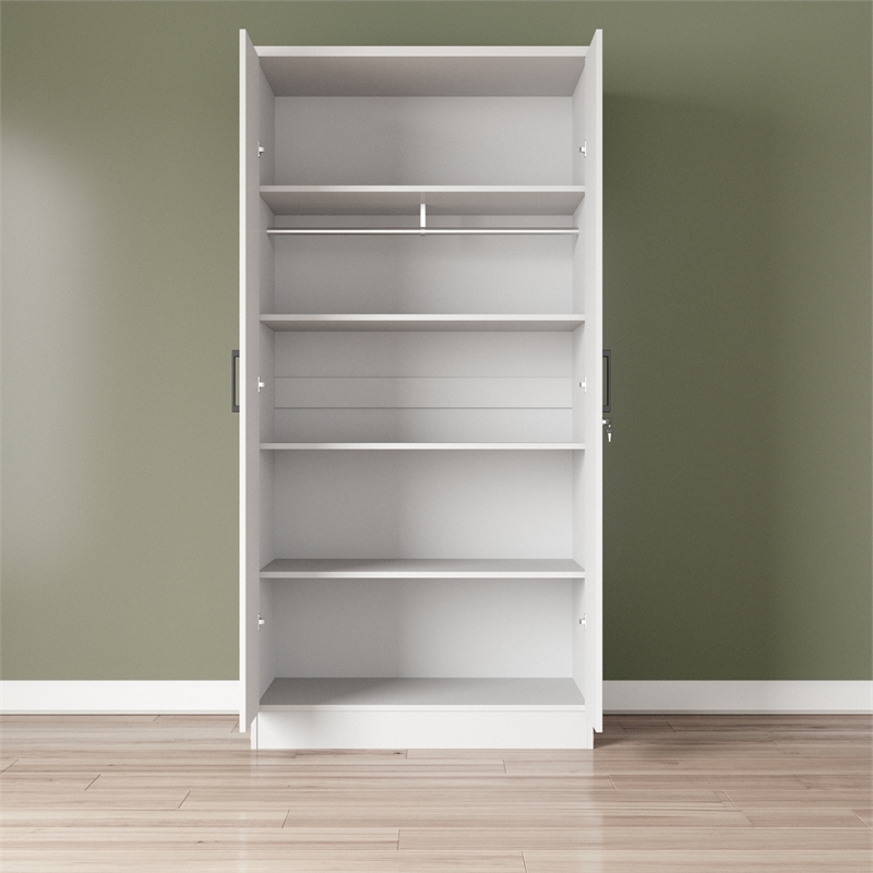 Better Home Products Harmony Wood Two Door Armoire Wardrobe Cabinet in White