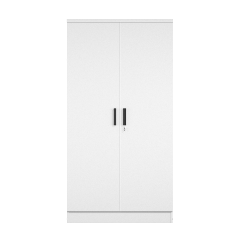 Better Home Products Harmony Wood Two Door Armoire Wardrobe Cabinet in White