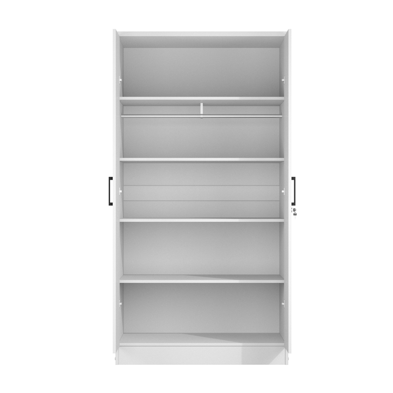 Better Home Products Harmony Wood Two Door Armoire Wardrobe Cabinet in White