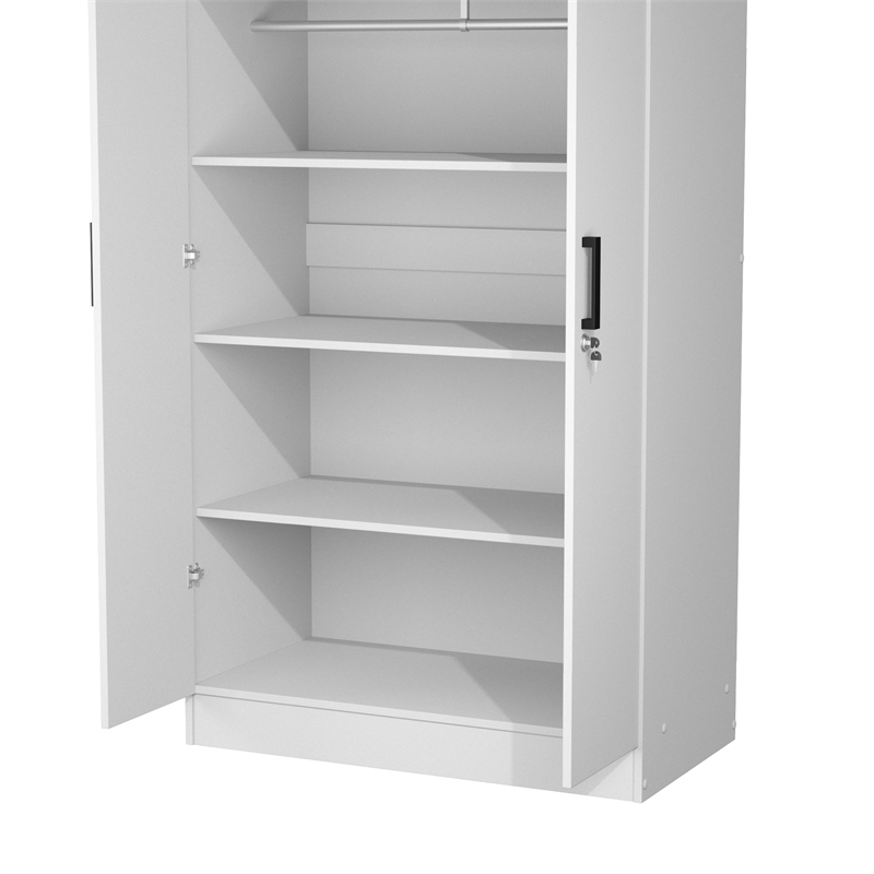 Better Home Products Harmony Wood Two Door Armoire Wardrobe Cabinet in White