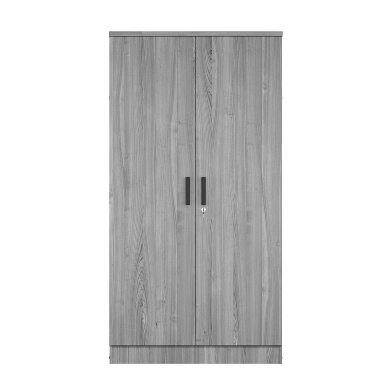Better Home Products Harmony Wood Two Door Armoire Wardrobe Cabinet in Gray
