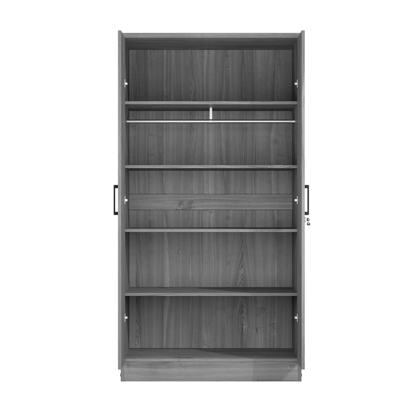 Better Home Products Harmony Wood Two Door Armoire Wardrobe Cabinet in Gray