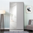 Better Home Products Mirror Wood Double Sliding Door Wardrobe in Light Gray