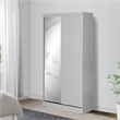 Better Home Products Mirror Wood Double Sliding Door Wardrobe in Light Gray