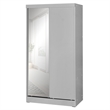 Better Home Products Mirror Wood Double Sliding Door Wardrobe in Light Gray