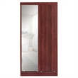 Better Home Products Mirror Wood Double Sliding Door Wardrobe in Mahogany