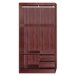 Better Home Products Mirror Wood Double Sliding Door Wardrobe in Mahogany