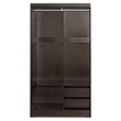 Better Home Products Mirror Wood Double Sliding Door Wardrobe in Tobacco