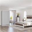 Better Home Products Modern Wood Double Sliding Door Wardrobe in Light Gray