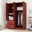 Better Home Products Luna Modern Wood 4 Doors 2 Drawers Armoire in Mahogany
