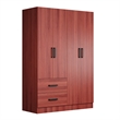 Better Home Products Luna Modern Wood 4 Doors 2 Drawers Armoire in Mahogany