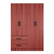 Better Home Products Luna Modern Wood 4 Doors 2 Drawers Armoire in Mahogany