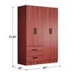 Better Home Products Luna Modern Wood 4 Doors 2 Drawers Armoire in Mahogany