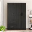 Better Home Products Luna Modern Wood 4 Doors 2 Drawers Armoire in Black