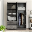Better Home Products Luna Modern Wood 4 Doors 2 Drawers Armoire in Gray