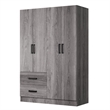 Better Home Products Luna Modern Wood 4 Doors 2 Drawers Armoire in Gray