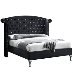 better home products cleopatra crystal tufted velvet platform full bed in black
