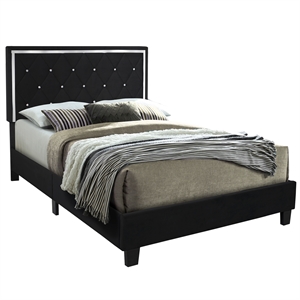better home products monica velvet upholstered queen platform bed in black
