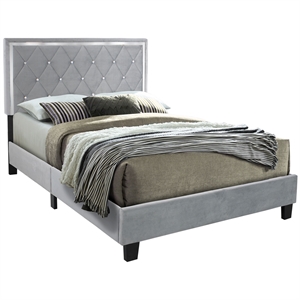 better home products monica velvet upholstered queen platform bed in gray