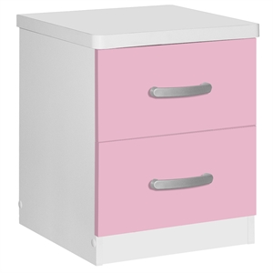 better home products cindy faux wood 2 drawer nightstand in pink & white