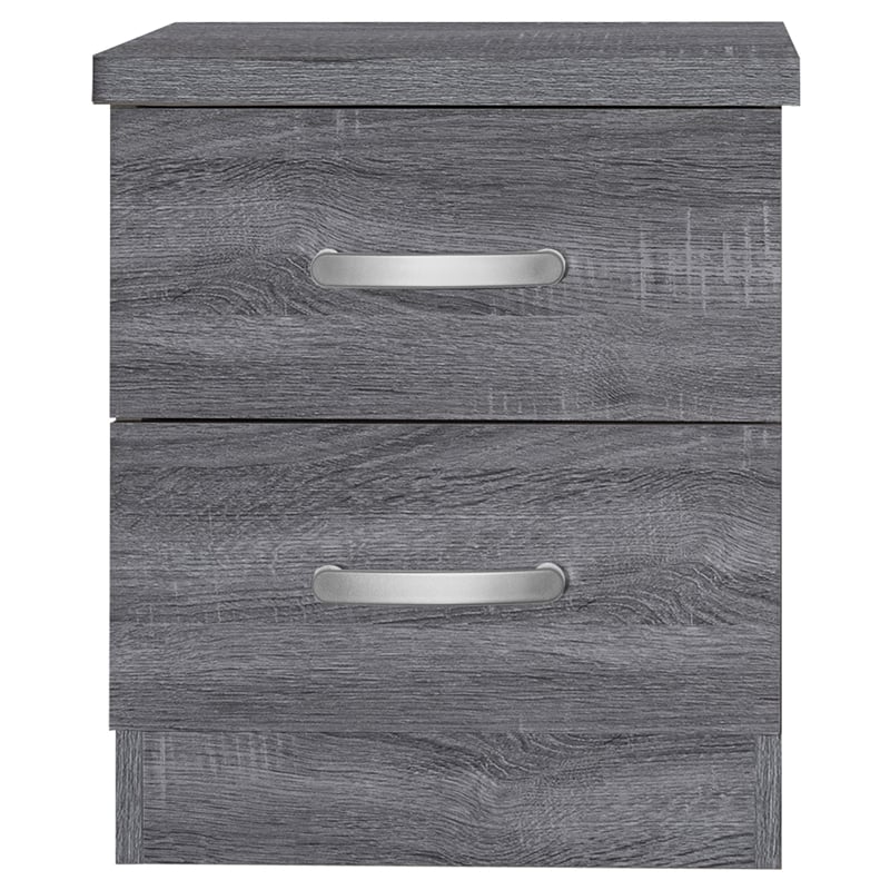 Better Home Products Cindy Faux Wood 2 Drawer Nightstand in Gray