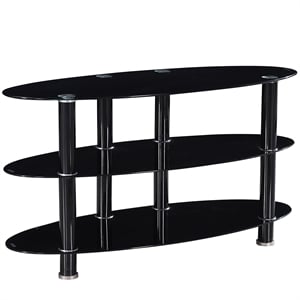 better home products neo oval tempered glass tv stand for 40-inch tv in black