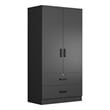 Better Home Products Grace Wood 2-Door Wardrobe Armoire with 2-Drawers in Black