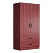 Better Home Products Grace Wood 2-Door Wardrobe Armoire with 2-Drawers Mahogany