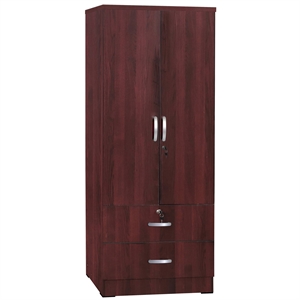 better home products grace wood 2-door wardrobe armoire with 2-drawers mahogany
