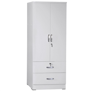 better home products grace wood 2-door wardrobe armoire with 2-drawers in white